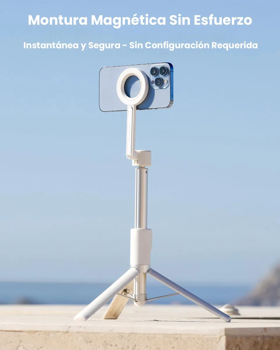 KraftGeek 163cm Palo Selfie Trípode para Movil Compatible con MagSafe, Tripode Movil Magnético con Control Remoto Bluetooth, Tripe Telemovel Extensible Compatible con iPhone/Samsung/Android, Blanco