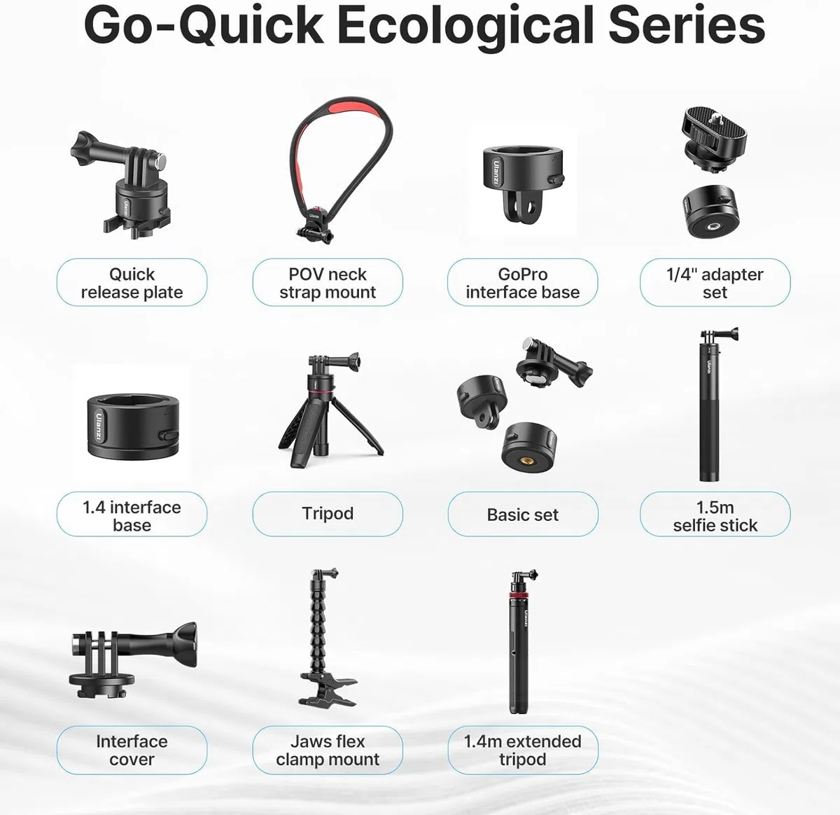 ULANZI Adaptador Go Quick II a 1/4 pulgadas, base Go Quick II de 1/4 pulgadas, tapa de liberación rápida, compatible con Go Quick II Selfie Stick/Tripod/Monopod/Cámara compacta/teléfono móvil/luz de