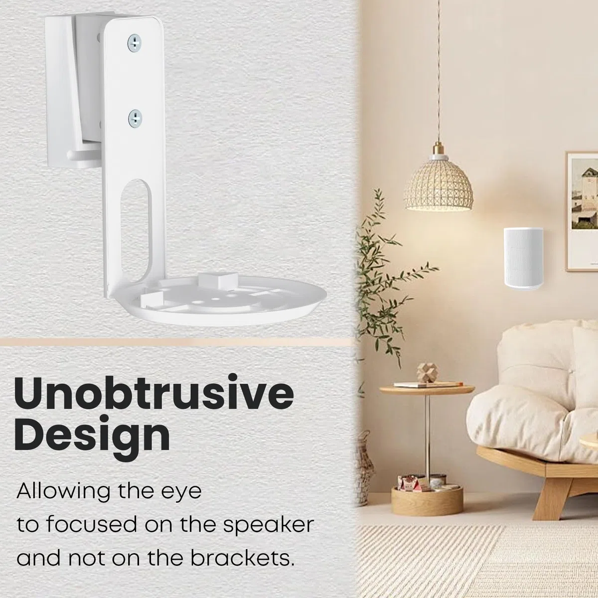 PUTORSEN Soporte de pared para altavoces Sonos Era 100, giratorio/inclinable/gestión de cables, soporte de pared para un mejor disfrute de audio, soporta hasta 3 kg (2 soportes, blanco)