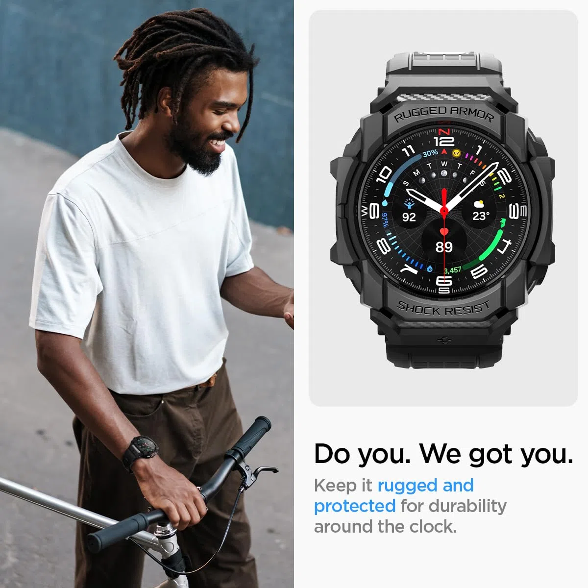 Spigen Funda y Correa Rugged Armor Pro Compatible con Samsung Galaxy Watch Ultra 47mm (2025/2024) - Negro Mate