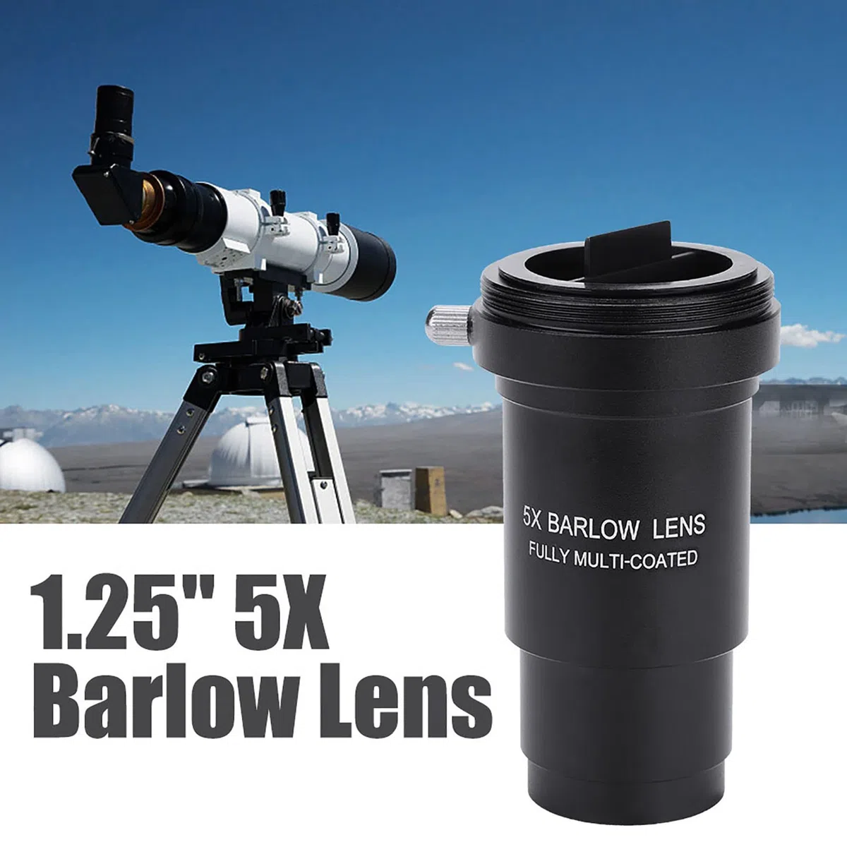 Lente Barlow, Multirevestimiento 1,25 5X Lente Barlow M42 Rosca para Telescopios de 31,7mm Ocular