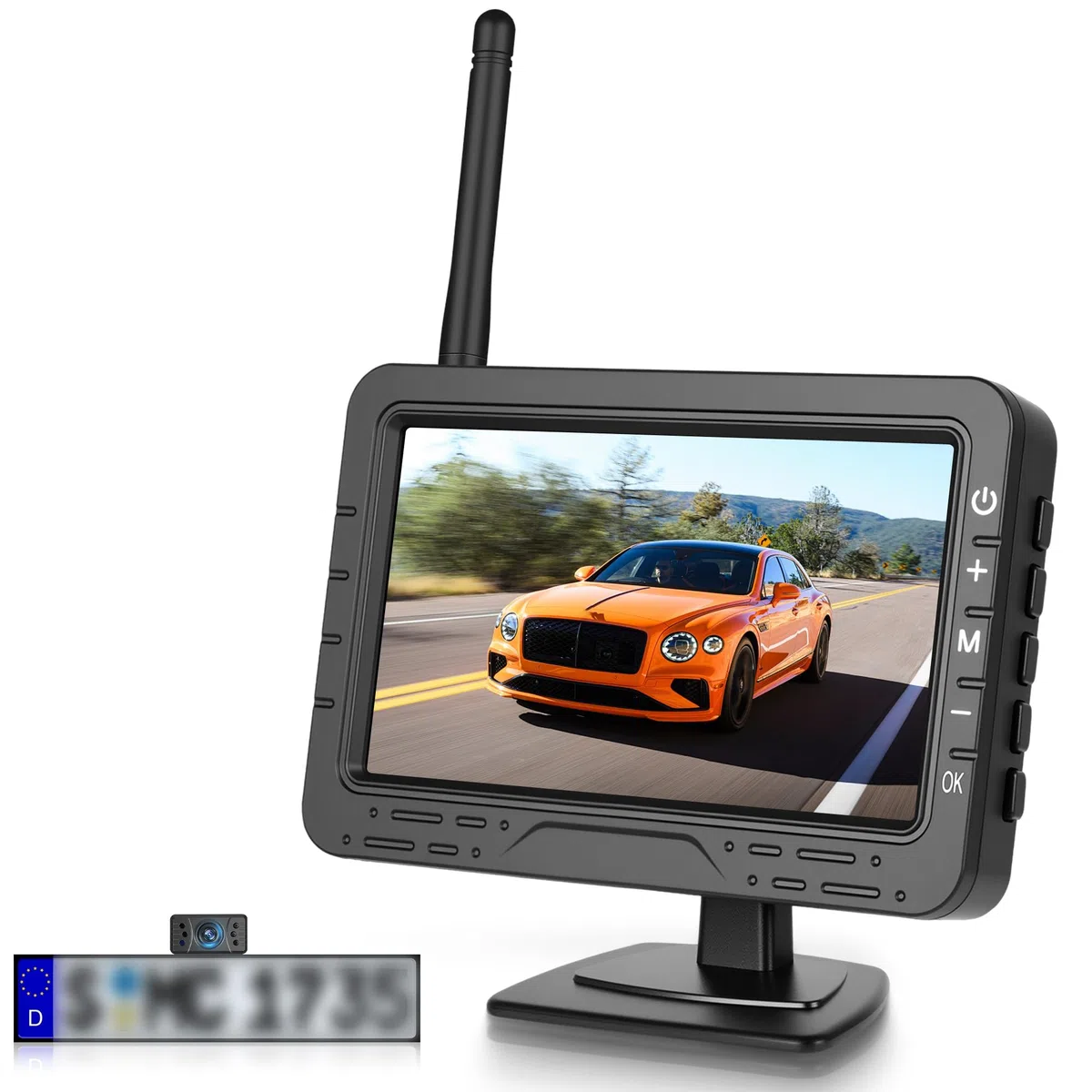 Rimoody Cámara de Marcha Atrás Inalámbrica, Monitor 4.3 Pulgadas TN, Impermeable IP68/Visión Nocturna Gran Angular/Líneas de Guía Ajustables/Espejo de Imagen para Coche Furgoneta Camión Caravana