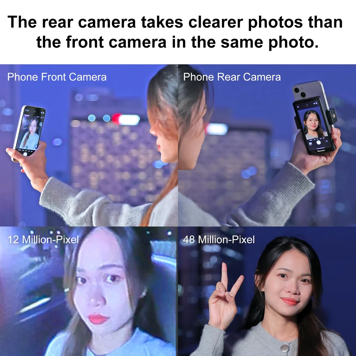 Newmowa 4.95" Teléfono Vlog Selfie Monitor Pantalla,Accesorio de Cámara Trasera del Teléfono para Teleprompter LiveStream Selfie Vlog TikTok,Compatible con iPhone(Soporta 4K 30fps Grabación con Cable)