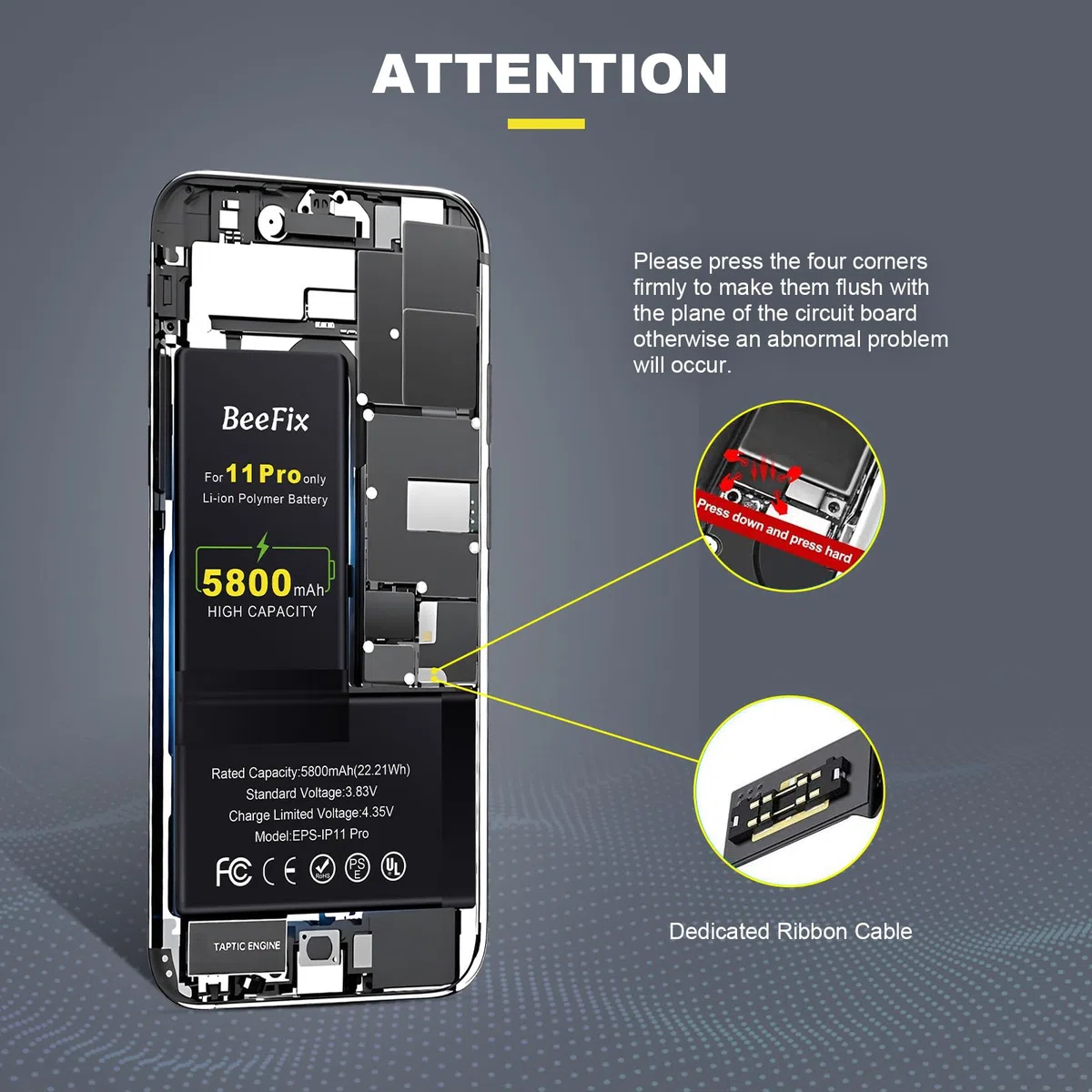 Bateria para Phone 11 Pro, Bateria de Polímero de Litio de Alta Capacidad 5800mAh con Todos los Kits de Herramientas