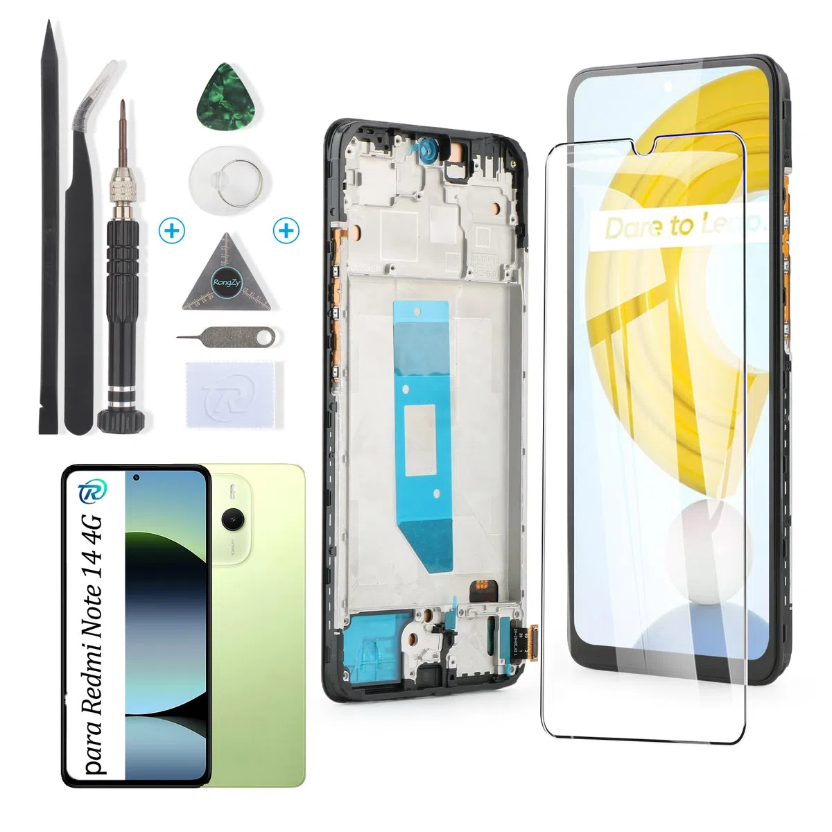 RongZy Pantalla para Xiaomi Redmi Note 14 4G 24117RN76E incell Táctil LCD de Repuesto Ensamblaje Digitalizador Reemplazo para Xiaomi Redmi Note 14 4G con Herramientas de Reparación(con Marco