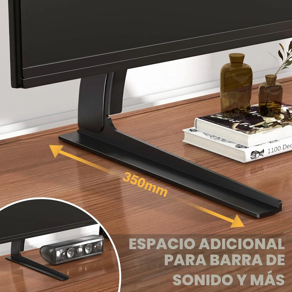 RFIVER - Base Universal para TV con Patas y Ajuste de Altura para la mayoría de televisores LCD o LED de Pantalla Plana de 32 a 55 Pulgadas, Mesa con Pedestal, VESA máx. de hasta 800 x 400 mm