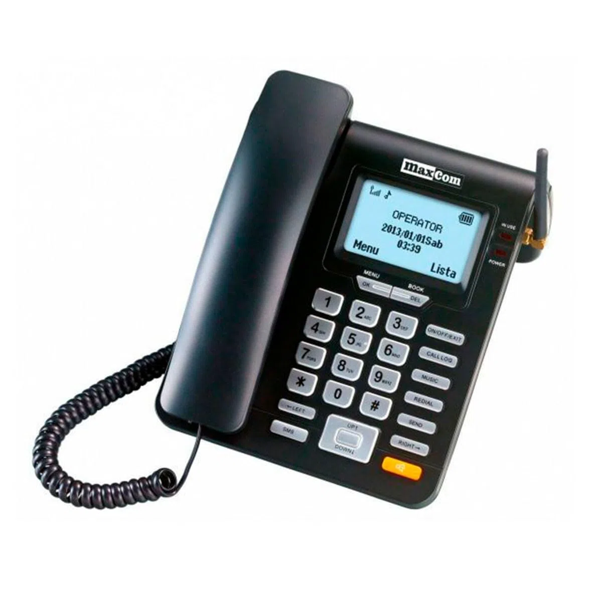Maxcom MM 28 D HS - Teléfono Fijo GSM de Escritorio con Tarjeta Sim Función SMS, Negro