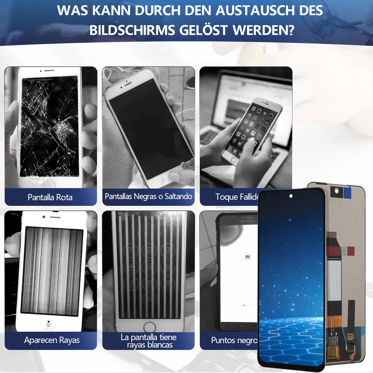 RongZy para Xiaomi Redmi Note 10 5G Reemplazo de Pantalla Táctil LCD + Compatible con Redmi Note 10 5G el Kit de Herramientas de la Pantalla de Montaje del Teléfono(6.5'')
