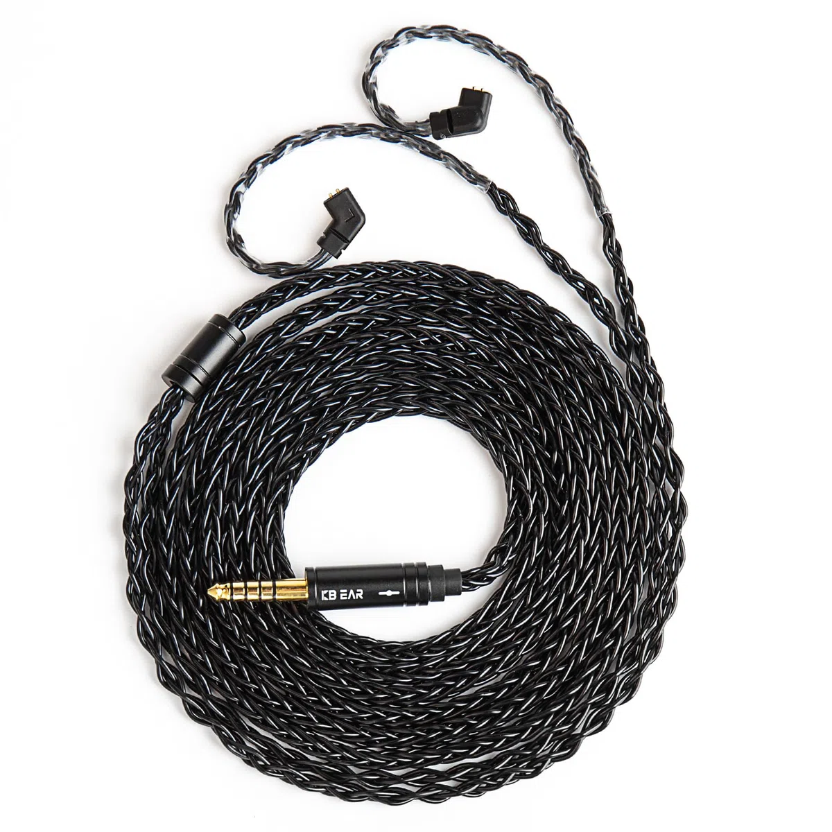 KBEAR ST12 Plus 8 Core 4N OFC - Cable IEM largo de 2 pines empotrado para auriculares HiFi, para auriculares HiFi KZ ZS10 PRO/ZSN PRO X/CCA CRA (negro, QDC, 4,4 mm)