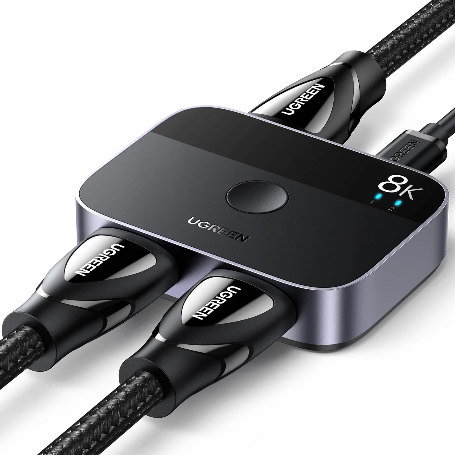 UGREEN Switch HDMI 2.1 8K@60Hz 2 Entradas a 1 Salida, Conmutador 4K@144Hz 2K@240Hz Compatible con Macbook Pro MacMini, BLU-Ray DVD, PS5 PS4, Xbox 360/One, Fire Stick, Chromecast, TV