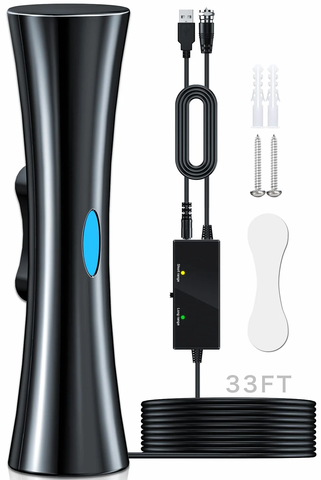 620+KM Antena TV Interior/Exterior, 2026 Nueva Antena de TVs Digital con Amplificador de Señal, Amplificador Antenas TV Interiores Potentes para HDTV 4K 1080P HDTV & VHF UHF-10M Cable Coax
