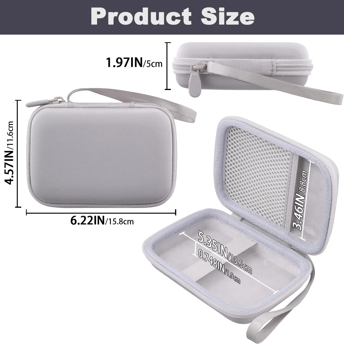 Estuche rígido de Viaje Impresora fotográfica Liene 2x3” (Blanco)