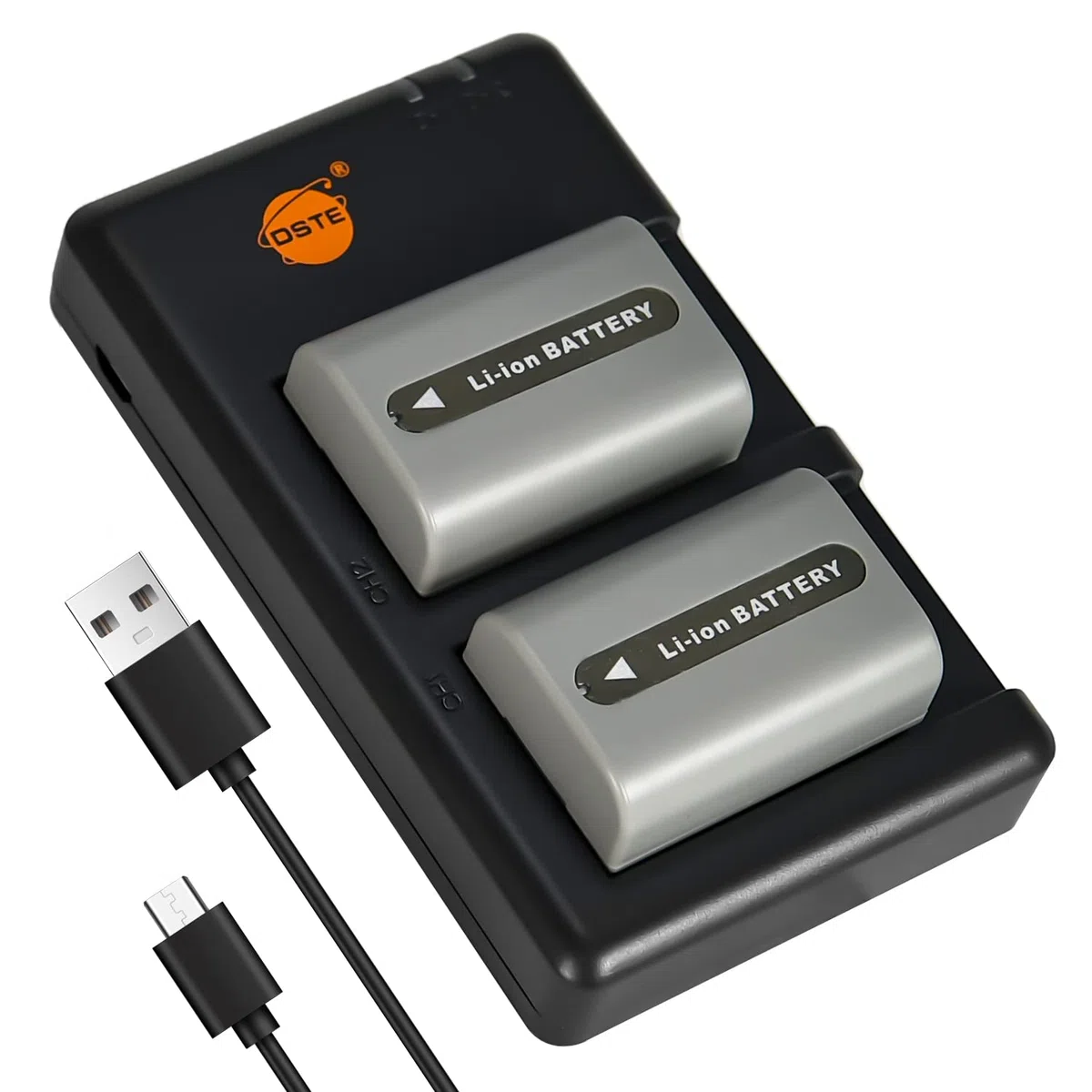 DSTE 2PCS NP-FP50 Batería Cargador Compatible para Sony NP-FP30, NP-FP60, NP-FP70, NP-FP71, DCR-DVD203, DCR-DVD203E, DCR-DVD205E, DCR-DVD304E, DCR-DVD305, DCR-DVD403