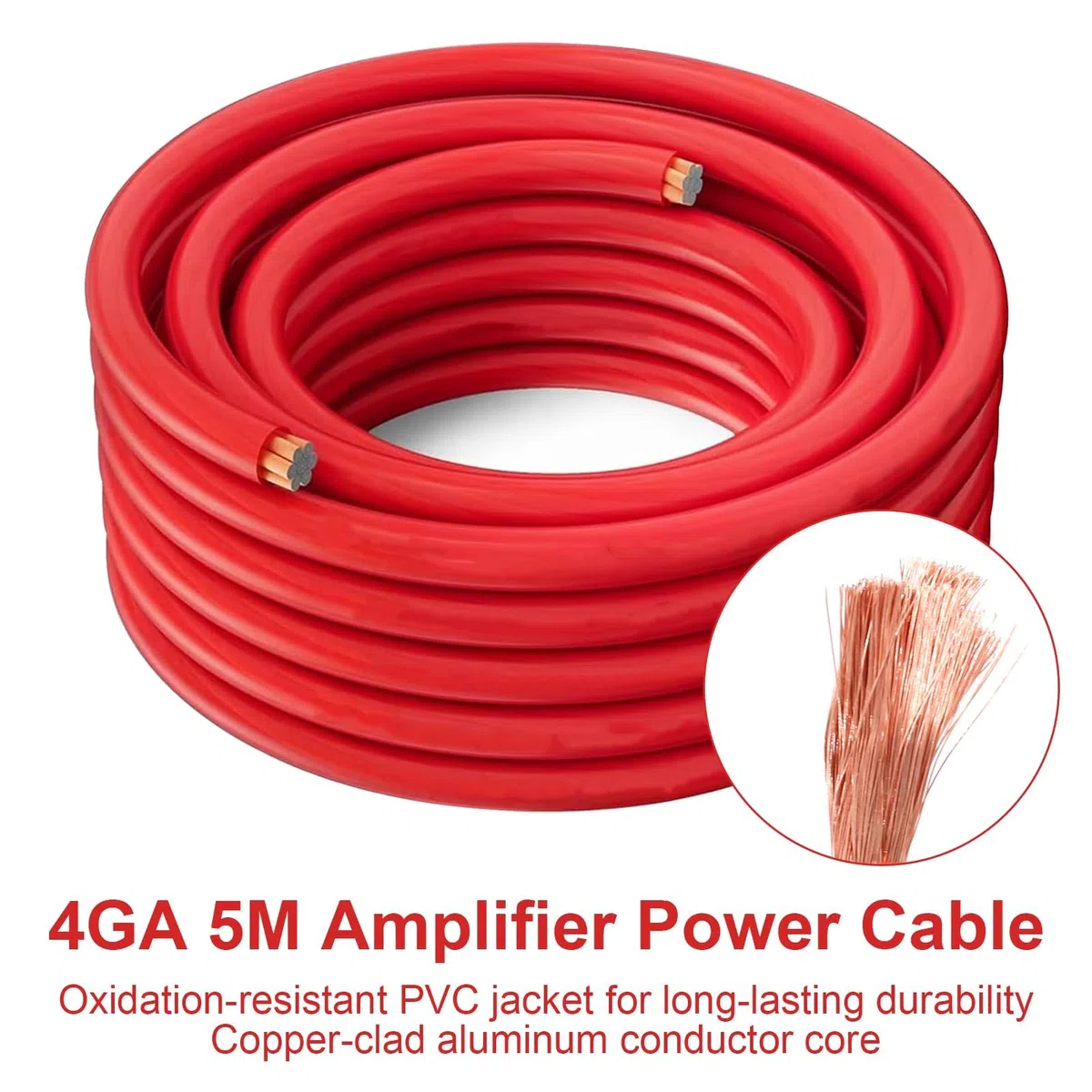 Juego de cables de subwoofer, 5 m, juego de conexión 4GA, amplificador de coche, juego de instalación para amplificador de coche, cable de audio para coche para modificación de audio