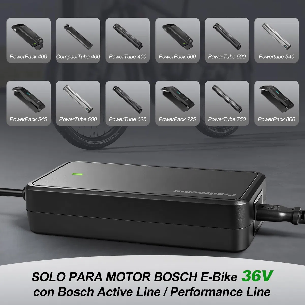 42V 2A Cargador para Bosch Performance Line/Active Line Bicicletas Eléctricas, para Baterías de 36V