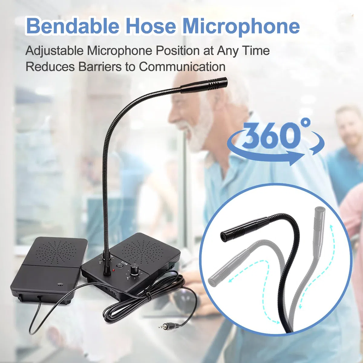 Intercomunicador Ventanilla, Microfono De Ventanilla, Intercomunicador Bidireccional Mostrador, Sistema De Intercomunicación De Altavoz De Ventana (5 Vatios Alta Potencia,Mute,Anti-interferencia)