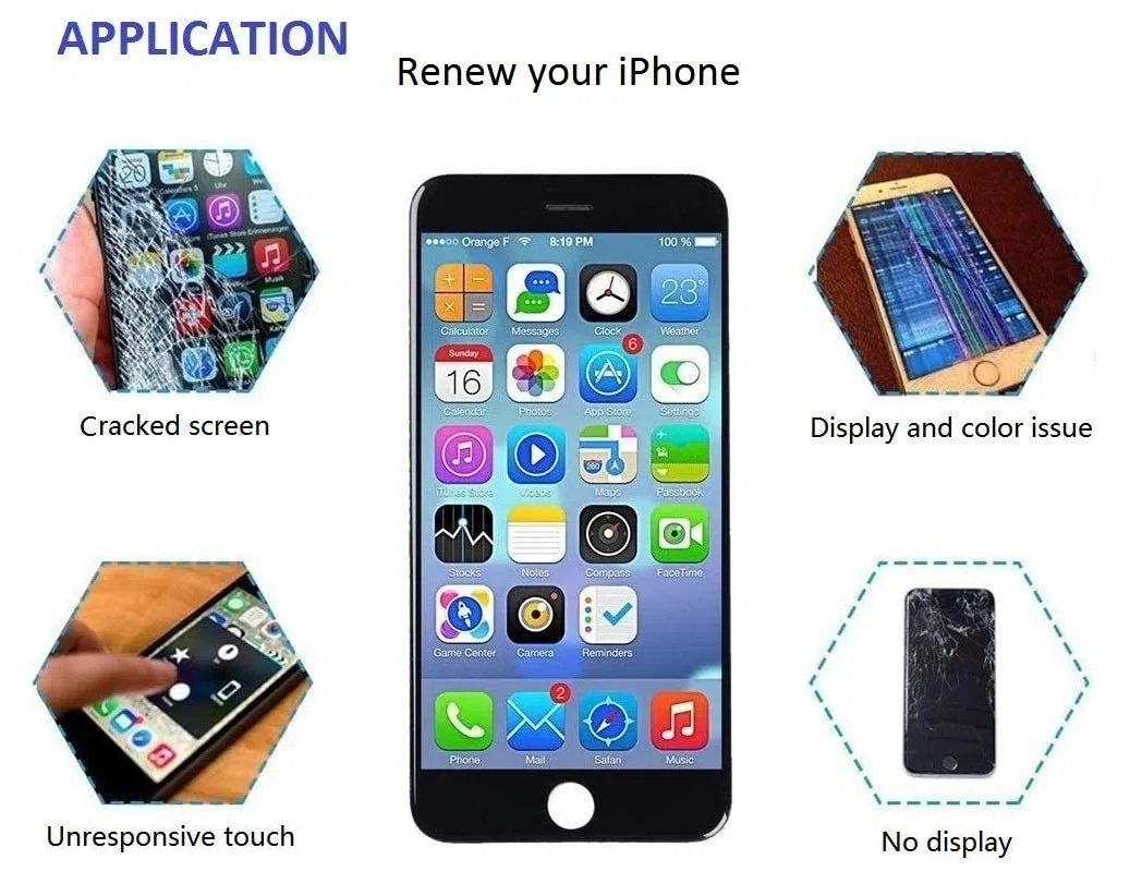 Brinonac Pantalla para iPhone 6, 4.7" Pantalla Táctil LCD con botón de Inicio,Cámara Frontal, Sensor de proximidad, Altavoz, ensamblaje de Marco digitalizador y Kit de reparación (Negro)