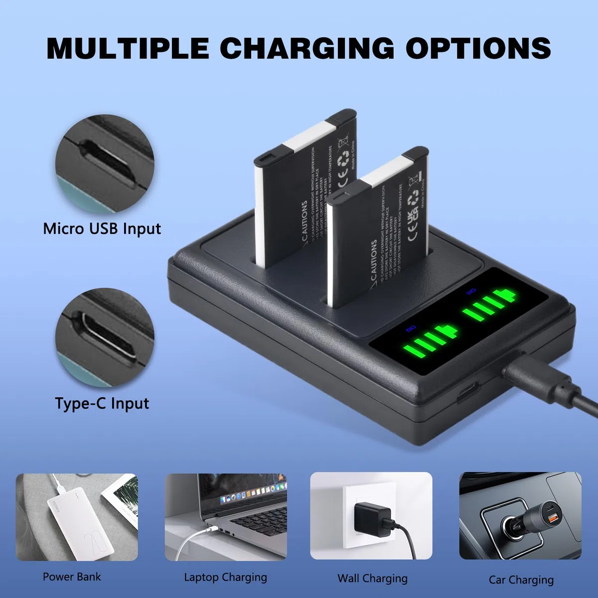 Pickle Power 2 unidades NP-BN1 batería y cargador para Sony Cyber-Shot DSC-WX30 WX50 WX100 WX150 WX200 DSC-TX5 TX10 TX20 TX100 DSC-W530 DSC -W570 DSC-W650 DSC-W800 DSC-W830 DSC-W330 y más