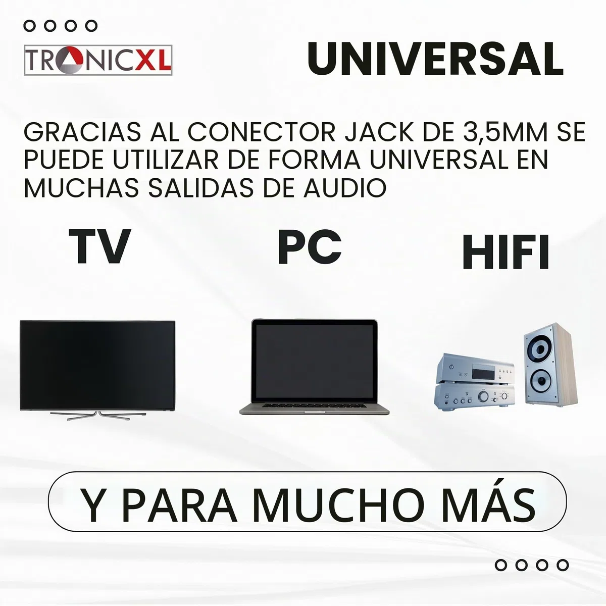 TronicXL Auriculares estéreo de Diadema con Conector Jack para televisión con Cable de 6m Largo compatibles con televisores Samsung LG Sony Toshiba DYON JVC Philips iPad y iMac de Apple Ordenadores