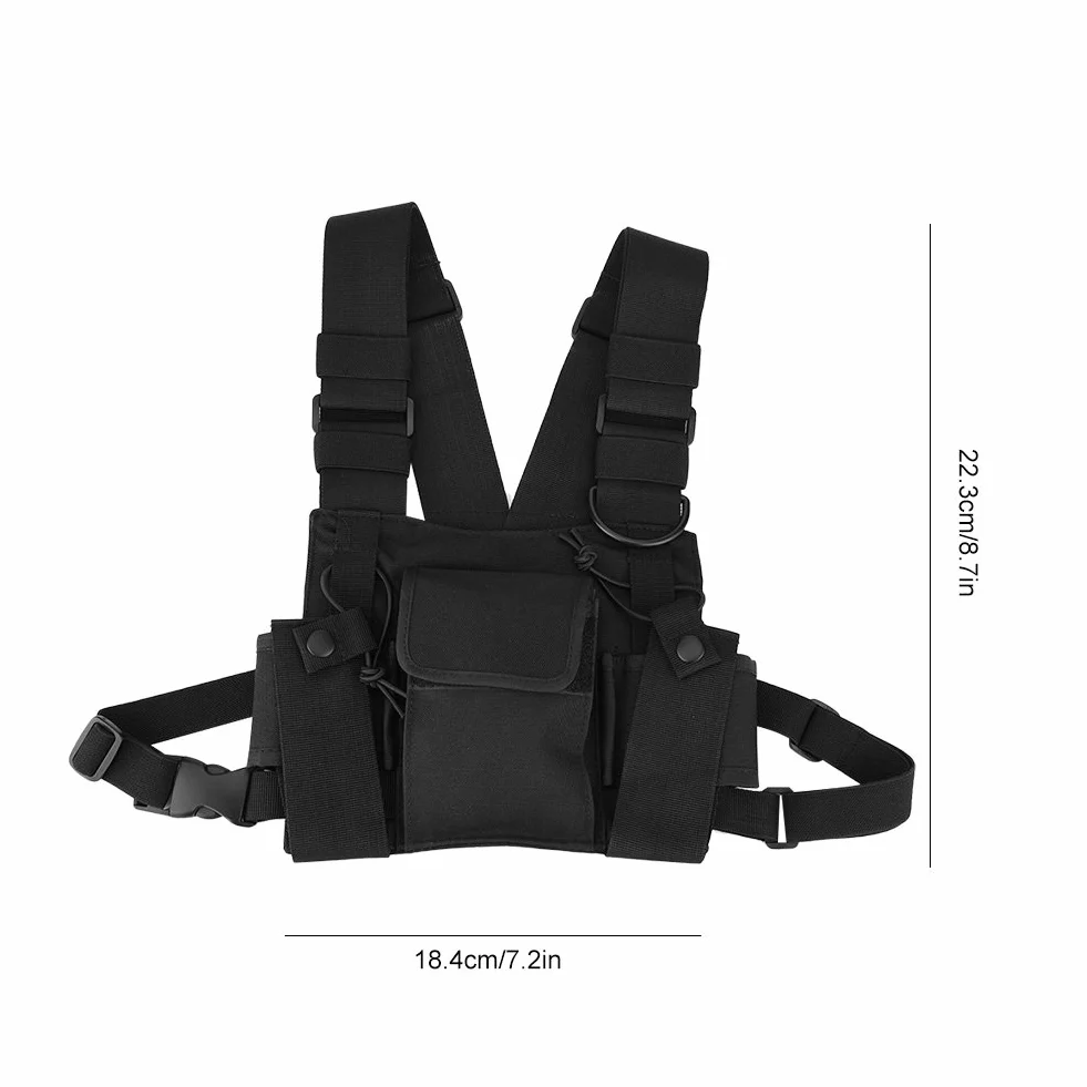 ASHATA Arnés de Pecho de Radio, Paquete Frontal de Nailon para walkie Talkie arnés de Pecho, Bolsa de Transporte, Bolsa de Transporte, Bolsa Ajustable Manos Libres