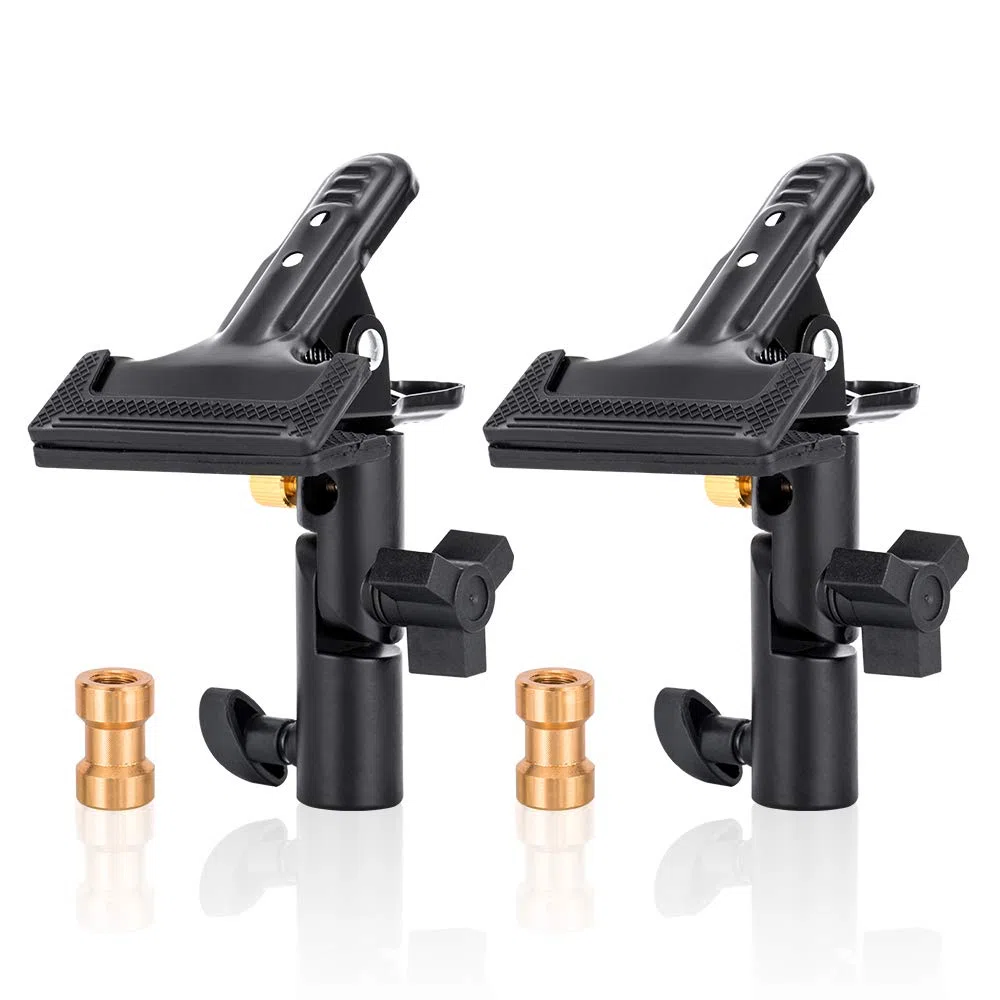 UTEBIT 2-Paquetes Soporte de Reflector Plegable para Estudio Fotográfico Soporte de Abrazadera de Metal con Tornillo Hembra de 1/4 "a 3/8" para Reflector Redondo, Fondo y Soporte de Luz