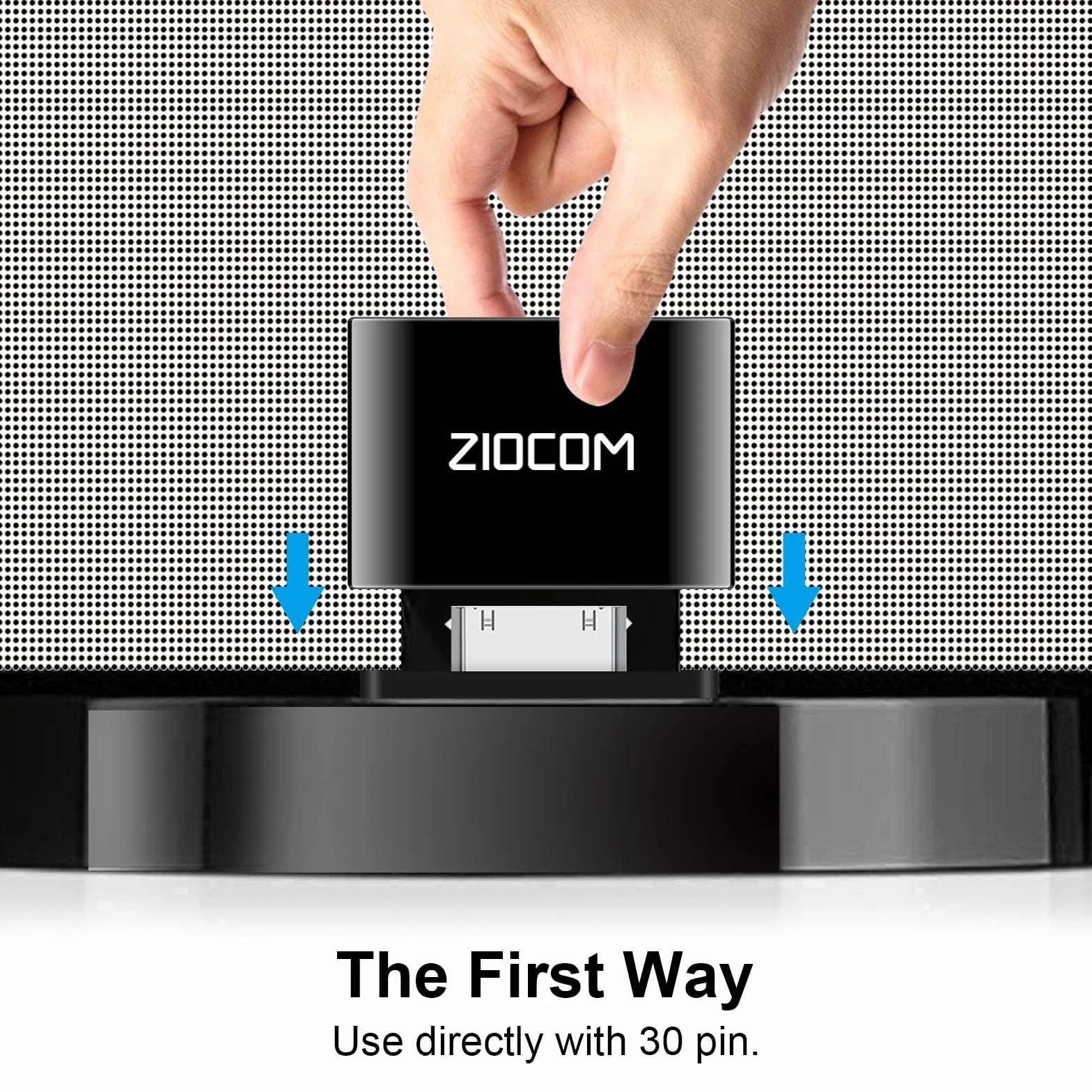 ZIOCOM Receptor Adaptador Bluetooth de 30 Pines para Bose iPhone, iPod, SoundDock y Otros Altavoces Dock de 30 Pines con Cable Auxiliar de 3,5 mm (no para Coche y Motocicleta) (Gris)