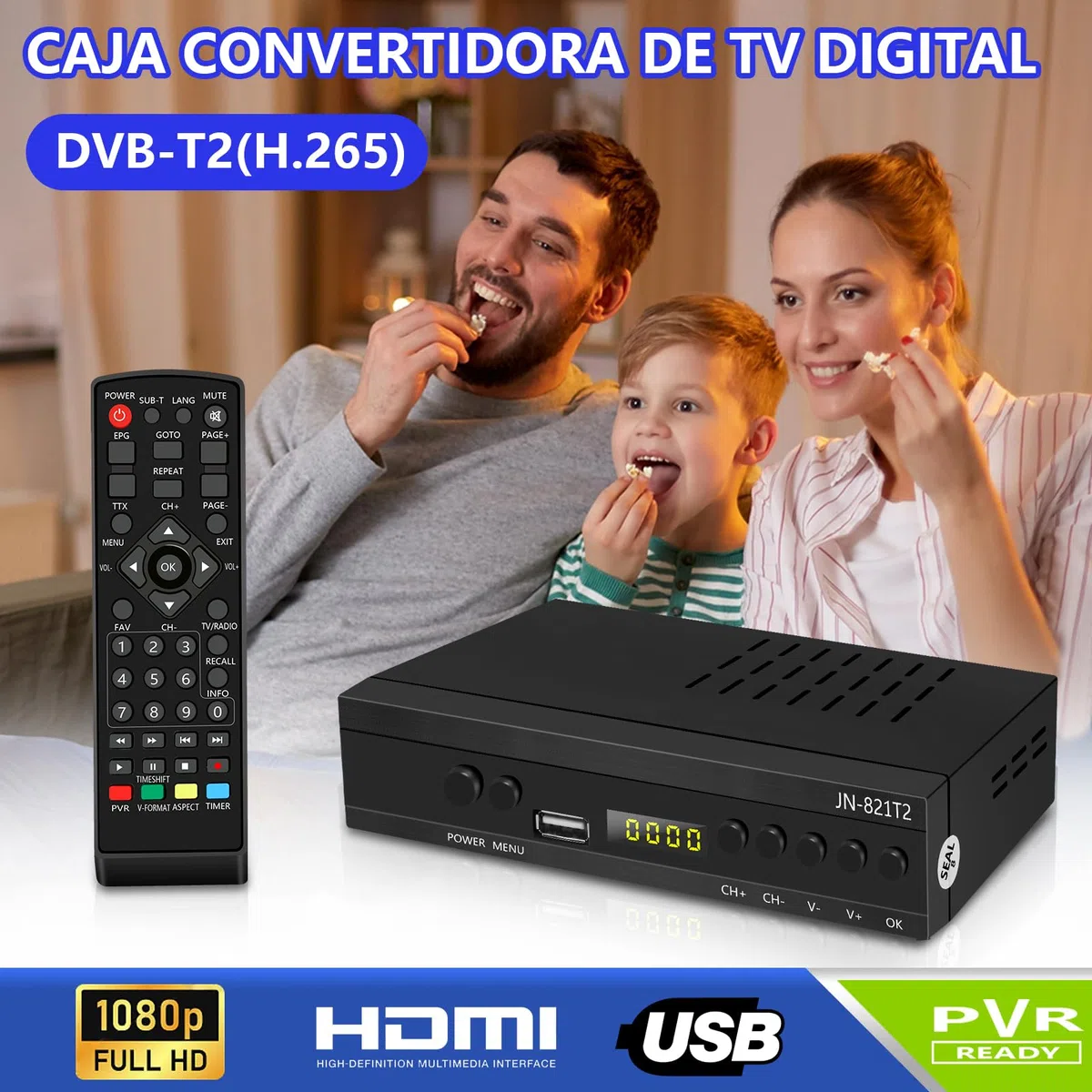 Decodificador TDT HD 2024,Sintonizador TDT HD,Receptor TDT HD,Decodificador DVB-T2,HD 1080P H265 HEVC Principal 10 bit,Soporta ETHERNET/USB WiFi/Proyector/Dolby/PVR/Funciones Multimedia