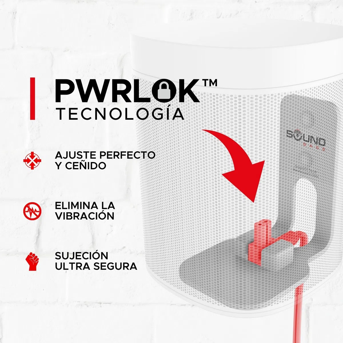 Sound bass One, Gen 2, SL & Play:1 Soporte de Montaje en Pared, Blanco, Compatible con Sonos One, Gen2, One SL & PLAY1 Speaker, Posición Fija