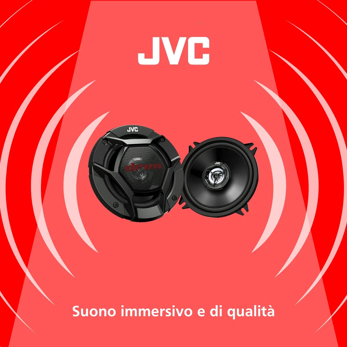 JVC CS-DR520 Altavoces Coaxiales de 2 vías de 13 cm | Altavoces para el coche con Sonido Envolvente. Woofer con cono de Carbono y Mica y Tweeter Balanceado. Color Negro