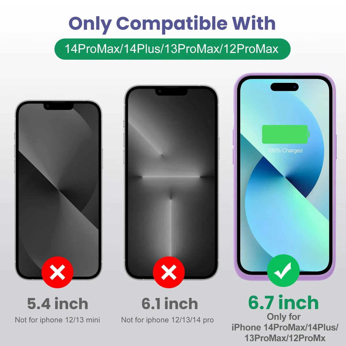 Funda Batería para iPhone 12 Pro Max/13 Pro Max/14 Pro Max/14 Plus (6,7"), 8600mAh Funda Cargador Portatil Carcasa de Carga Protectora Portátil, Carcasa Recargable de Carga Extendida - Morado
