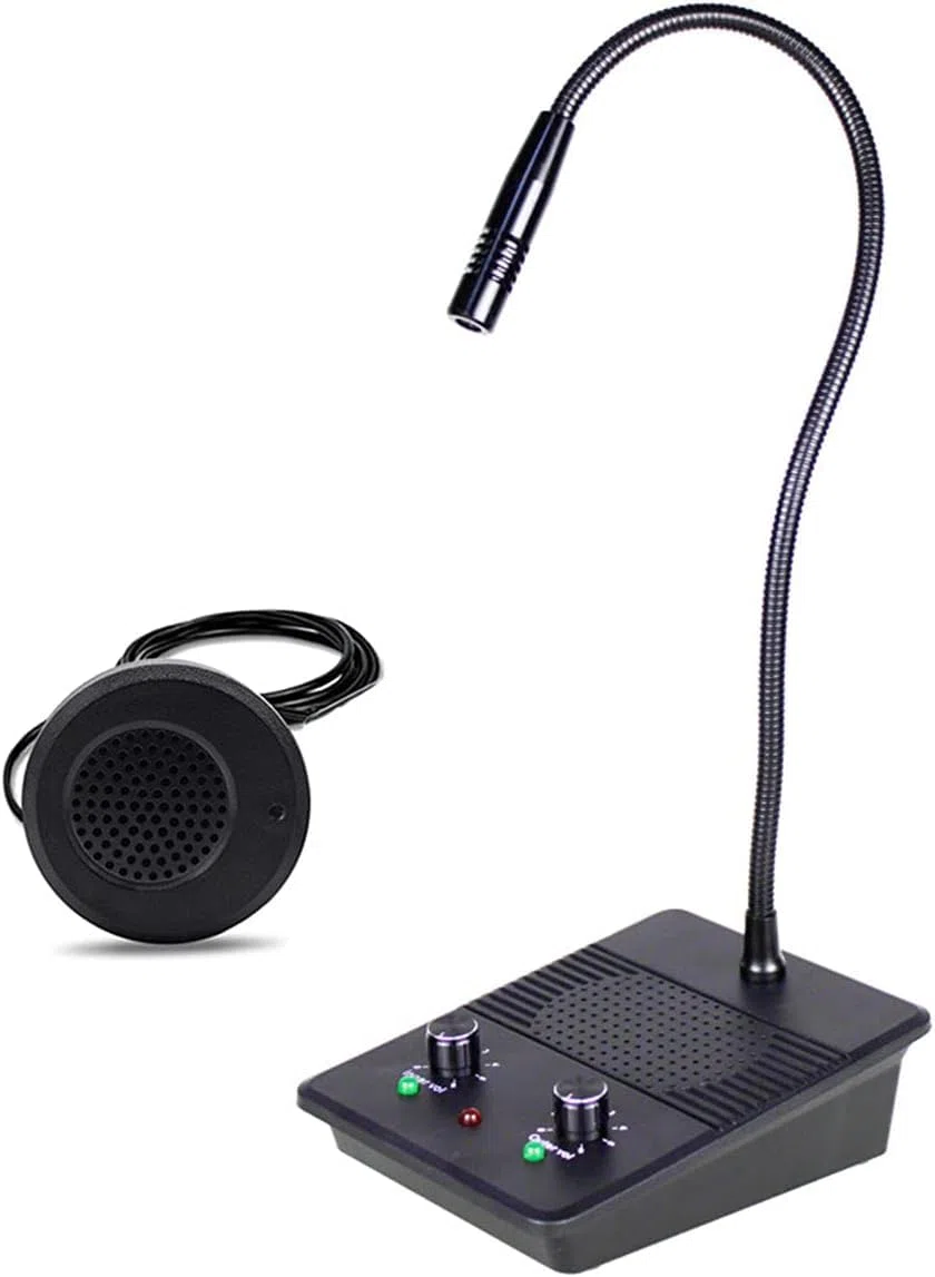 CHROX Sistema De Altavoces De Intercomunicación De Ventana, Micrófono De Ventana De Vidrio Antiinterferencias Comunicación Bidireccional para Tiendas, Bancos, Hospitales, Restaurantes