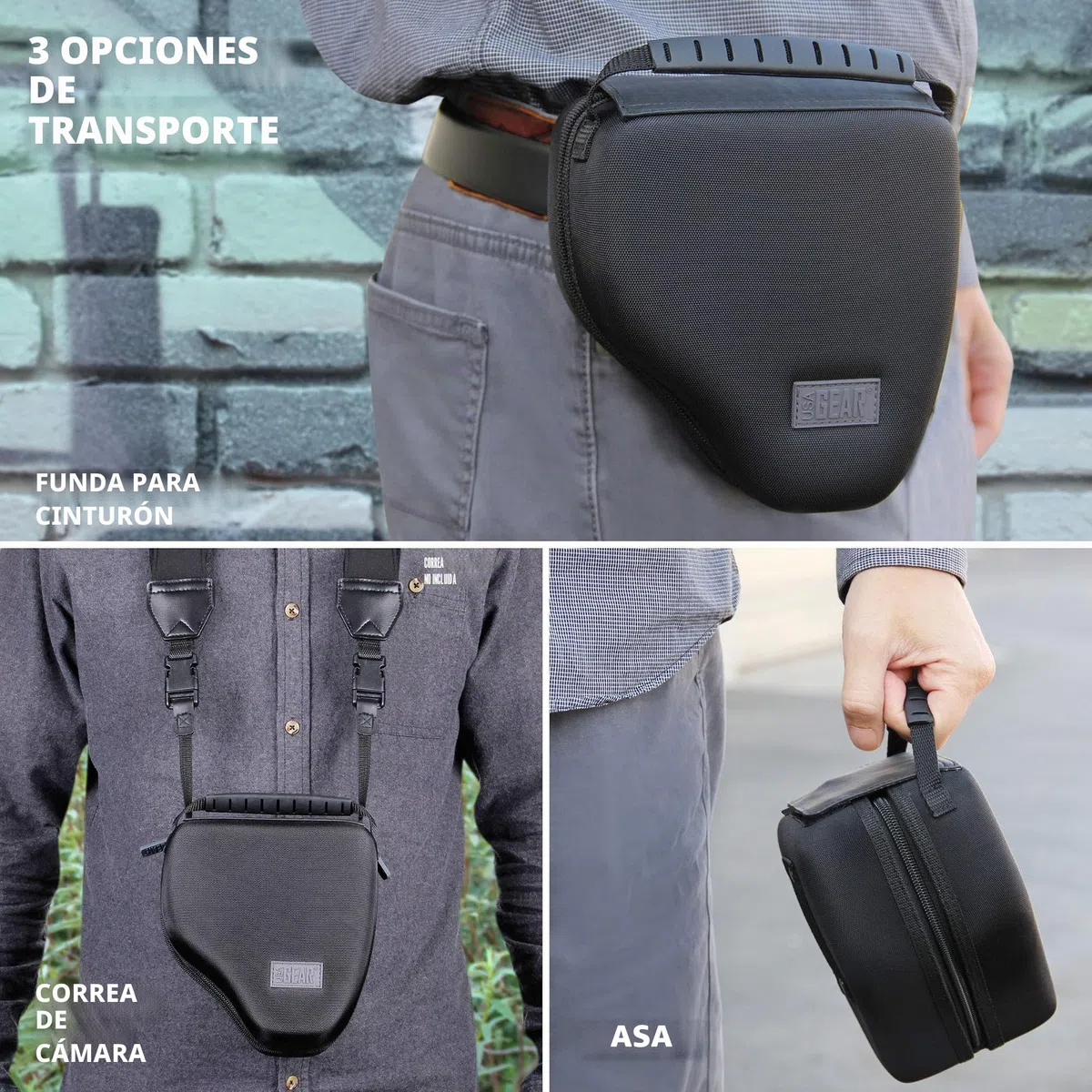 USA Gear Funda para cámara DSLR con protección de Carcasa rígida de EVA Moldeada, Apertura de Acceso rápido, Interior Acolchado y Mango Recubierto de Goma, Compatible con Nikon, Canon, y más (Negro)