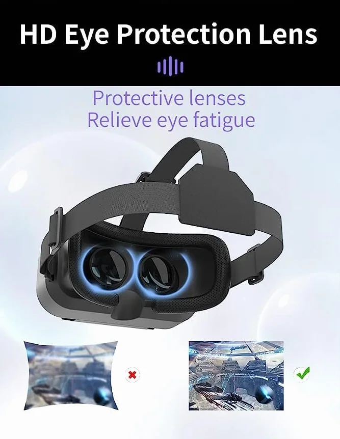 Gafas de realidad virtual para teléfono móvil con mando a distancia, gafas de realidad virtual 3D, gafas de realidad virtual, entretenimiento, antiluz azul, ajuste para iPhone y Android, 5,0-7,2