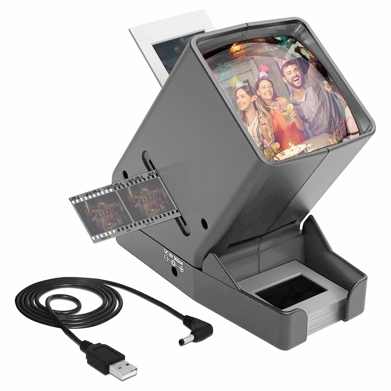Visor de Diapositivas y Películas de 35 mm: Visor de Diapositivas con Aumento de 3X y Visualización con Luz LED para Diapositivas de 35 mm y Negativos de Película.