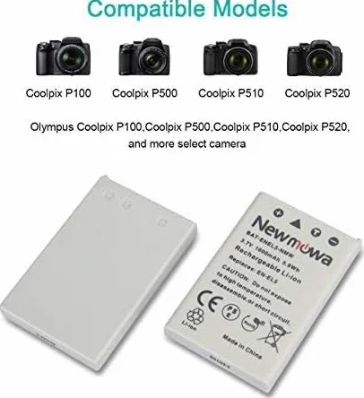 Newmowa EN-EL5 Batería (2-Pack) y Kit Cargador USB portátil para EN-EL5, Coolpix P530, P520, P510, P100, P500, P5100, P5000, P6000, P90, P80