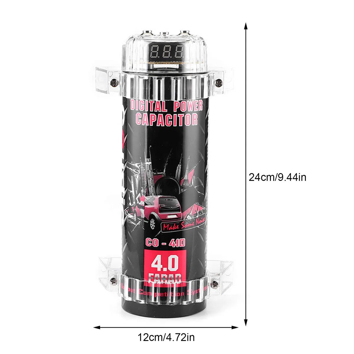 KIMISS Capacitor 4 para coche, para amplificador de o, con pantalla LED, estabilizador de voltaje, condensador de potencia para auto