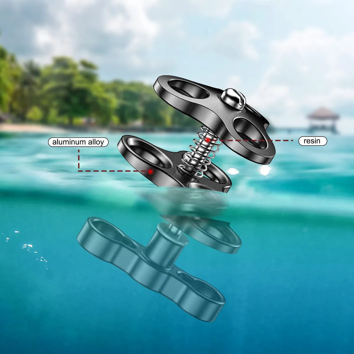 Sea frogs Abrazadera CP-4 Conector de Tres Bolas Clip de Mariposa Brazo Submarino Clip de Bola Soporte de lámpara Sumergible