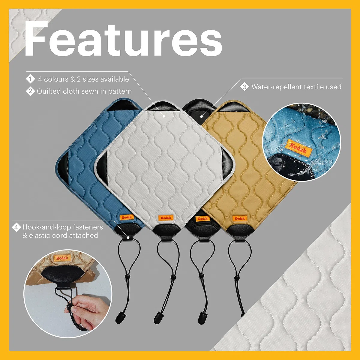 KODAK Camera Wrap Envoltura para Cámaras Tamaño L 38,5 x 38,5 cm - Paño Protector Resistente al Agua, antiarañazos y sin Polvo como protección para cámara SLR, teleobjetivo (Negro) [UN artículo]