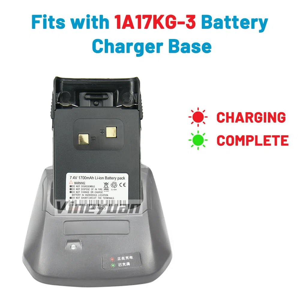 7.4V 1700mAh 1A17KG-3 Batería para WouXun KG-UVD1P KG-UV6D KG-659 KG-699 KG-689 Batería de Iones de Litio rápida de Radio bidireccional con Clip para cinturón