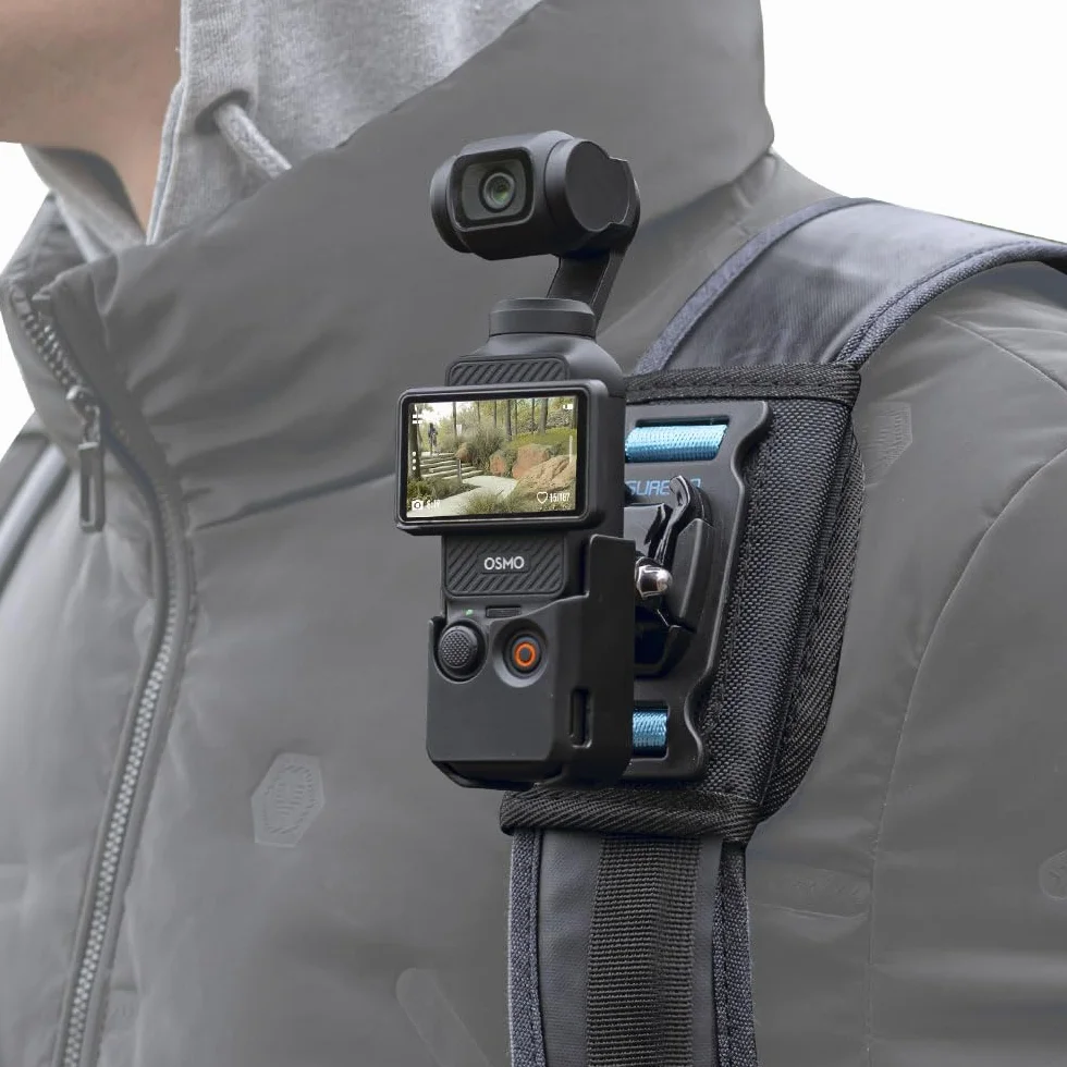 Osmo Pocket 3 Montura para Mochila, Correa para la Cintura, Correa para el Hombro, Montura con Borde Extendido, Compatible con DJI Osmo Pocket 3