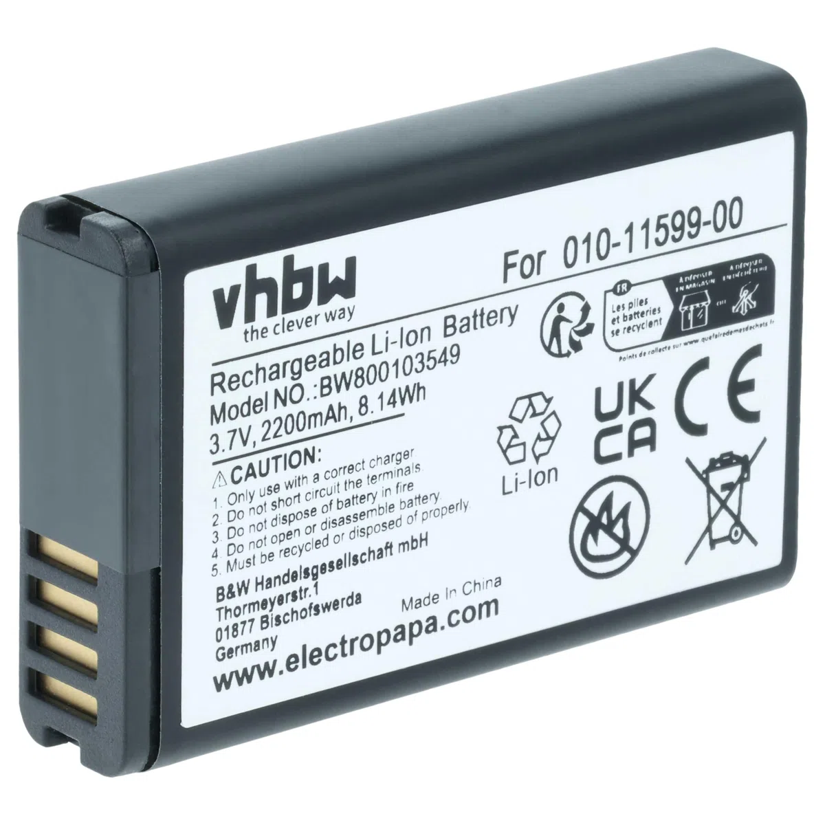 vhbw Batería Compatible con Garmin Alpha 100 Handheld navegador, navi, GPS (2200 mAh, 3,7 V, Li-Ion)
