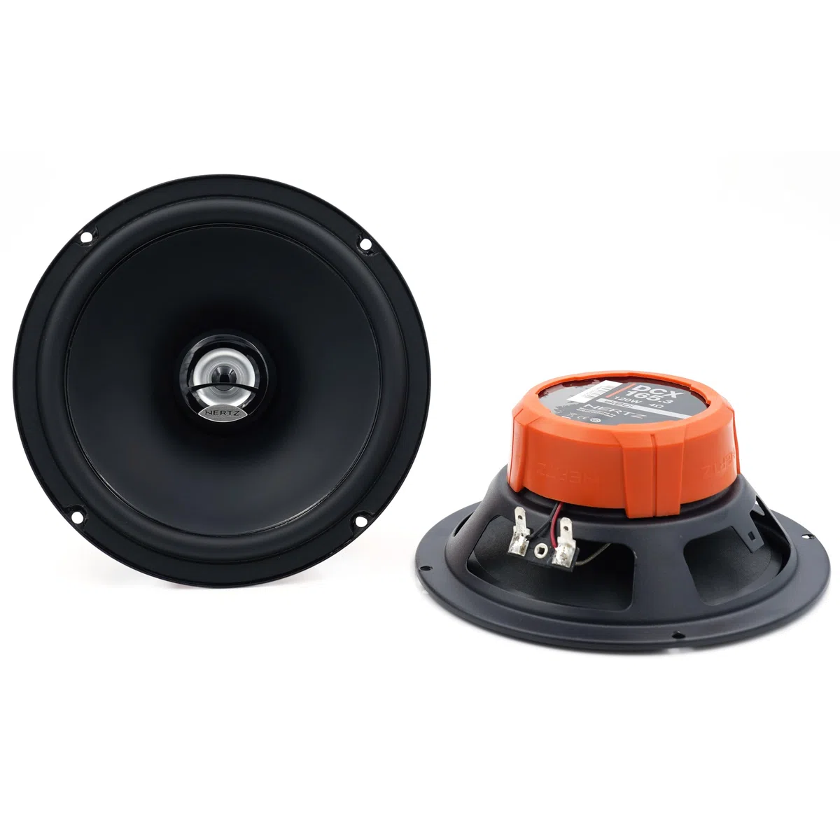 Hertz DCX 165.3 par de Altavoces coaxiales de 2 vías 165 mm, 120 W | papel prensado hidrófugo, tweeter PEI 15 mm, 6,5 pulgadas, 60 W RMS, 4 Ohm, 93 dB, 60-21000 Hz, imán de ferrita