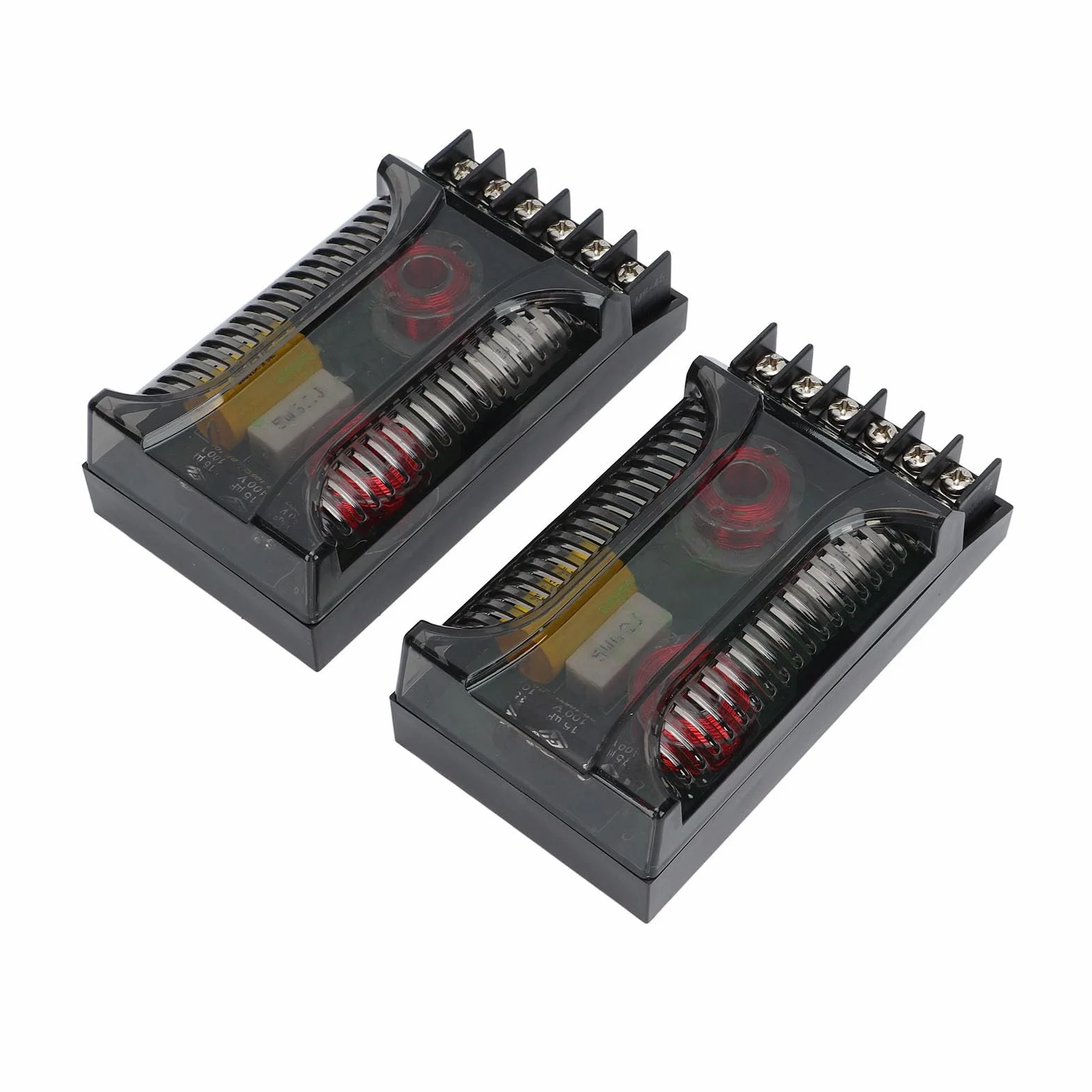 KIMISS Car Audio Crossover Pasivo, 2 Piezas 2 Vías Car Audio Crossover Protección contra Sobrecorriente Disipación de Calor Universal Altavoz Divisor de Frecuencia