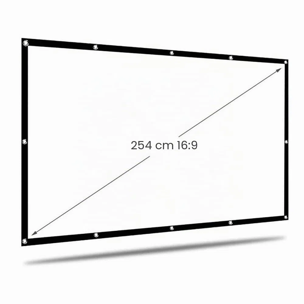 iggual - Pantalla de Proyección 100" Pulgadas- Tela Plegable- Antiarrugas- Formato Panorámico 16:9- Ángulo de visión 120º- Apta para Proyector y Retroproyector- 221 x 124 cm