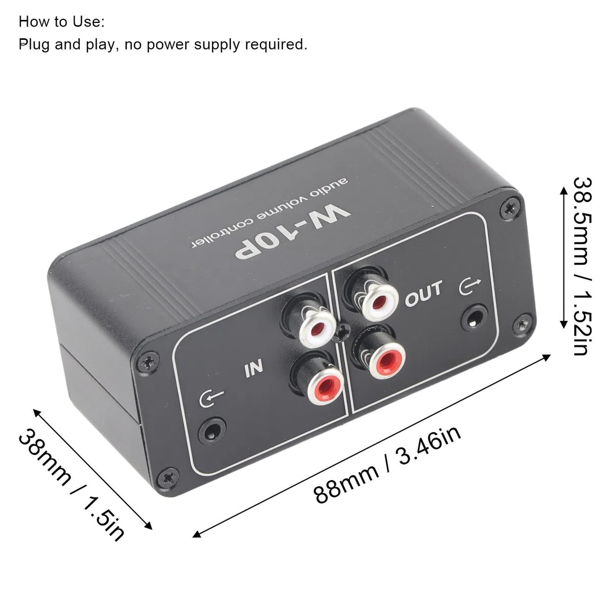 Controlador de Volumen de Audio Estéreo, Mini Atenuador Pasivo Estéreo con Entrada/Salida de 3,5mm, Señal sin Pérdidas, Carcasa de Aleación de Aluminio