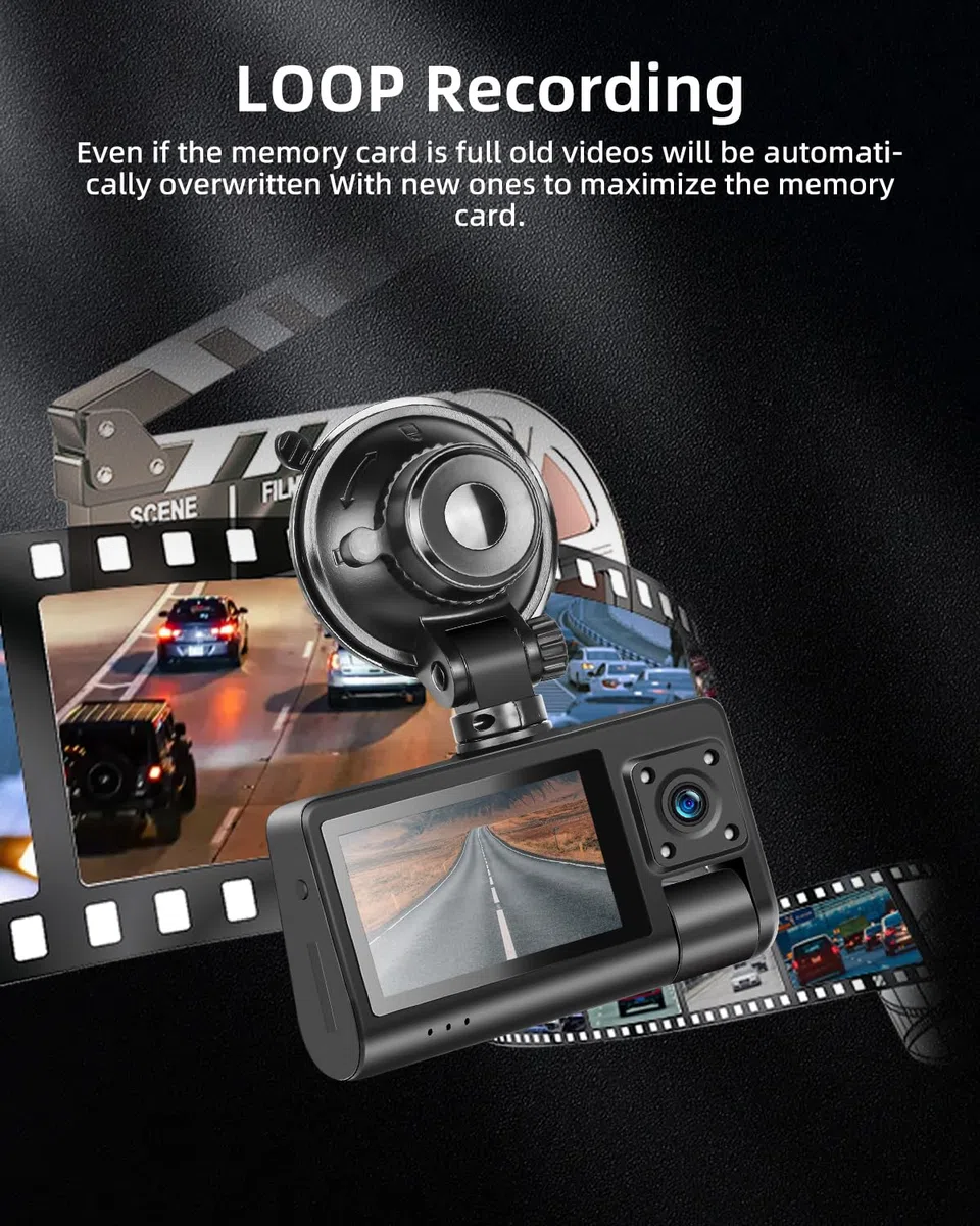 NHOPEEW Cámara para salpicadero Delantero y Trasero 1080P - Cámara para salpicadero con WiFi y Control Mediante aplicación Sensor G/Grabación en Bucle/Visión Nocturna + Tarjeta SD de 64 GB