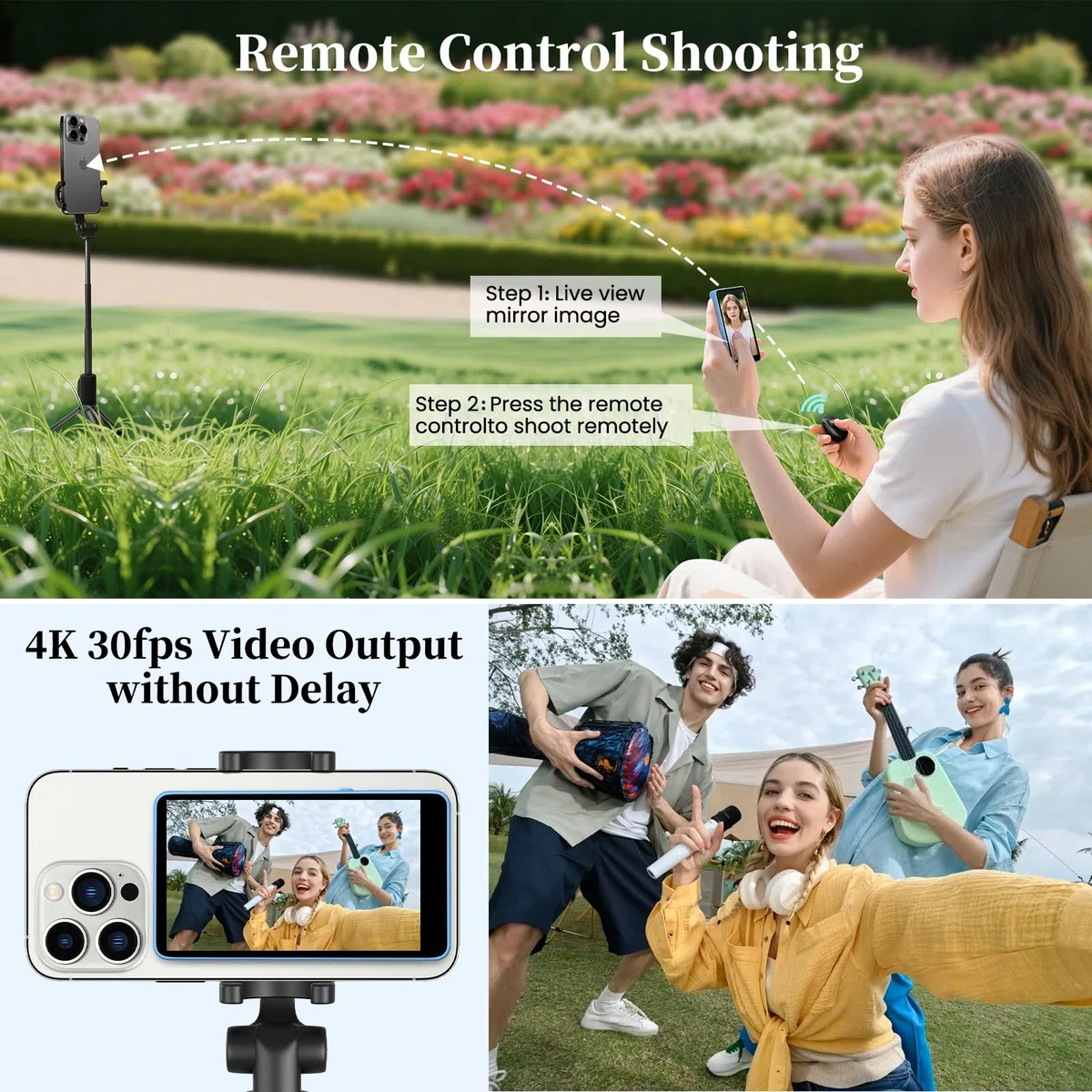Teléfono Vlog Selfie Monitor Pantalla, 3 Niveles de Brillo,Grabación con Cable 4K 60fps,Control Remoto Bluetooth,Magnetic Phone Vlog Selfie Monitor Screen para LiveStream TikTok (Azul)
