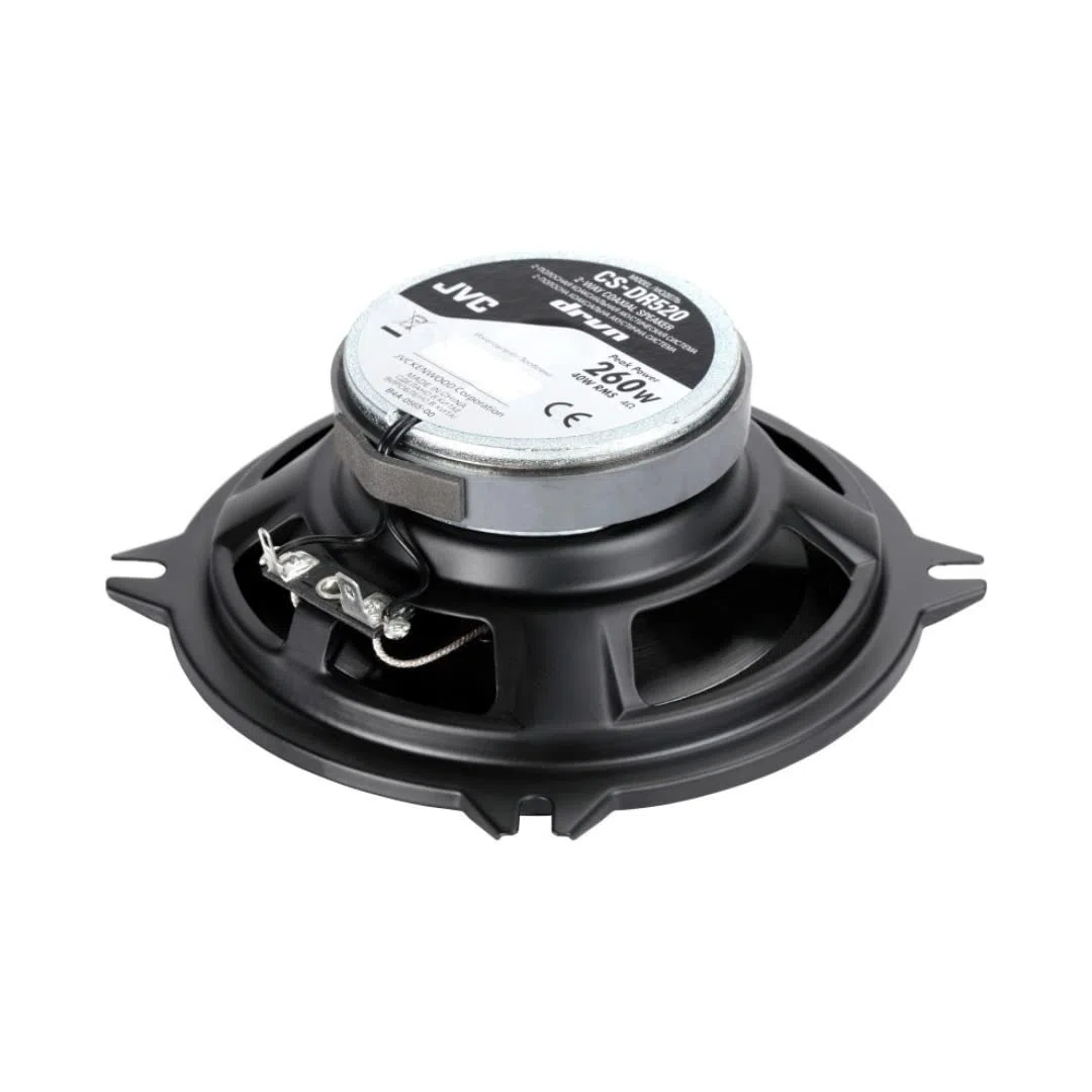 JVC CS-DR520 Altavoces Coaxiales de 2 vías de 13 cm | Altavoces para el coche con Sonido Envolvente. Woofer con cono de Carbono y Mica y Tweeter Balanceado. Color Negro