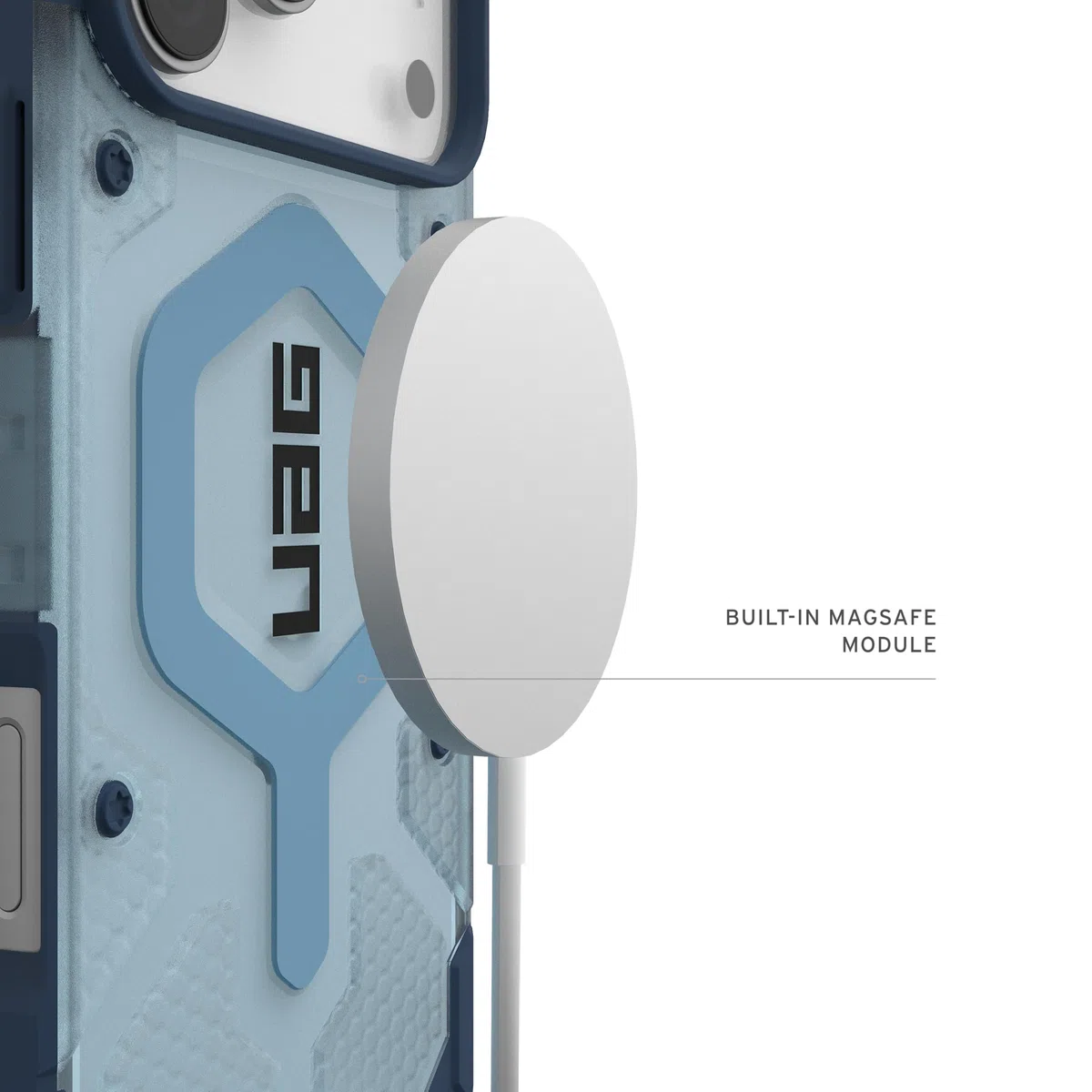 Urban Armor Gear Funda Pathfinder MS Compatible con Apple iPhone 17 Pro MAX Carga inalámbrica magnética Azul Negro Grafito
