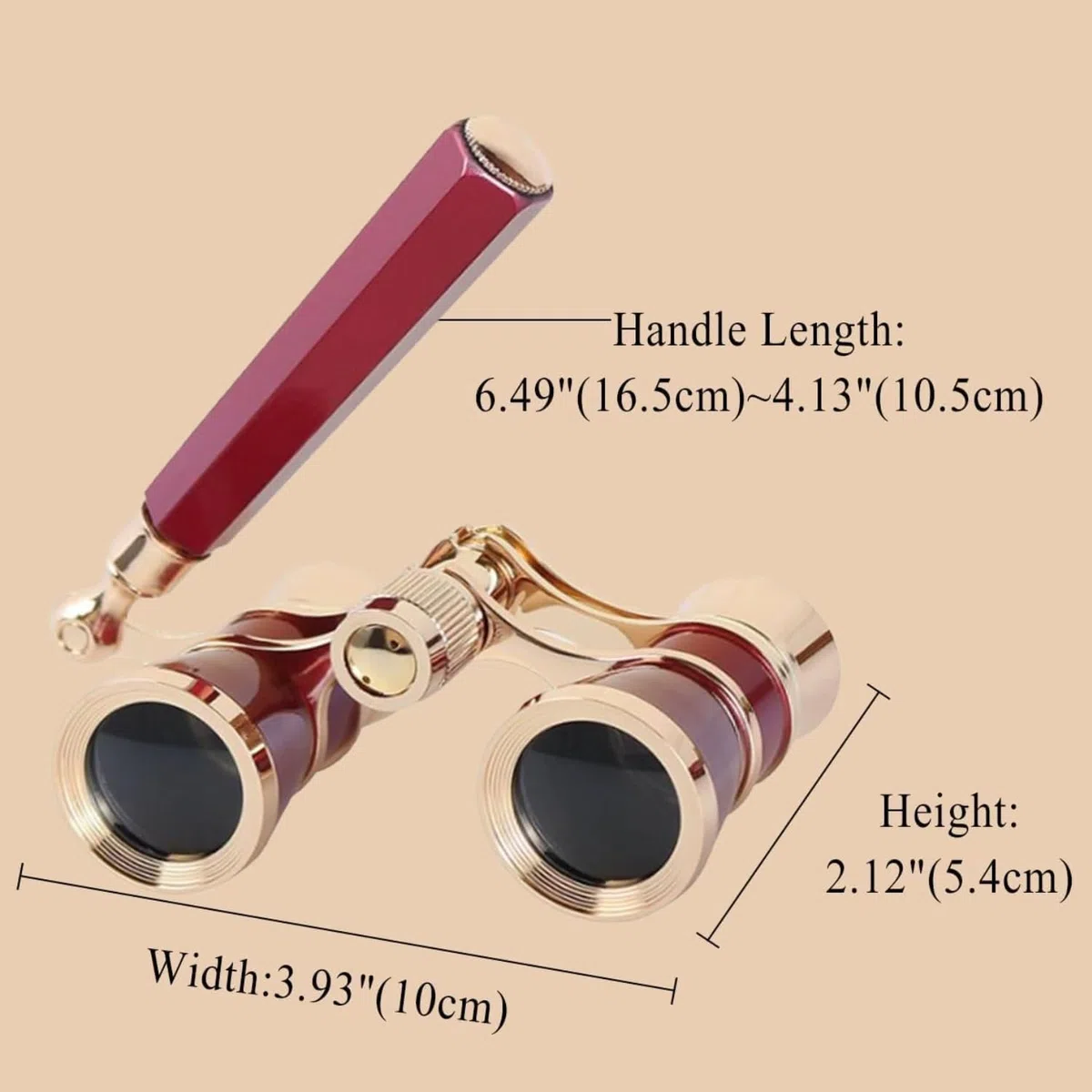 3X25 Opera Theater Horse Racing Glasses Binocular Telescope with Handle/Accessory Kit Women Telescope (Red)